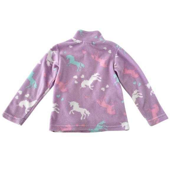 Btween Lavender Unicorn Fleece Pullover 3/4 Zip Soft Sweatshirt | Girls Size 5 - Picture 3 of 4